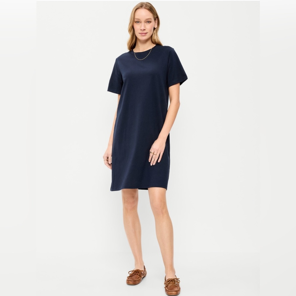 🆕 Old Navy Women's Vintage Crew-Neck Mini T-Shirt Dress SS In the Navy M 8-10